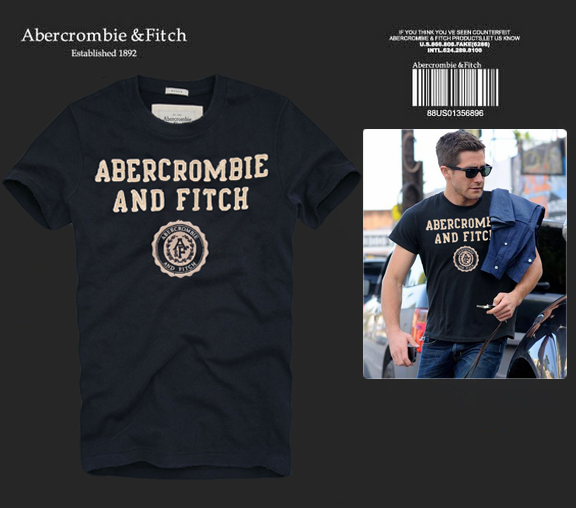 Abercrombie Fitch Hombres De Cuello Redondo Con Gente Fotos Corto Remera AF5666